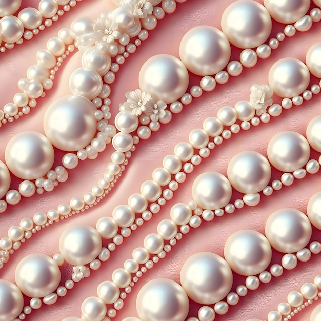 un fond rose avec beaucoup de perles et de perles