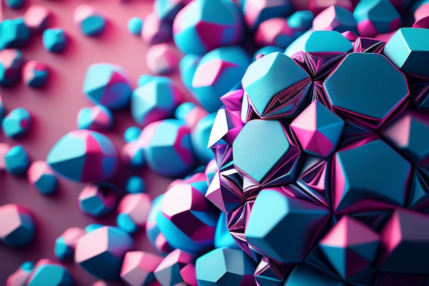 Un fond rose et bleu avec un tas de cubes