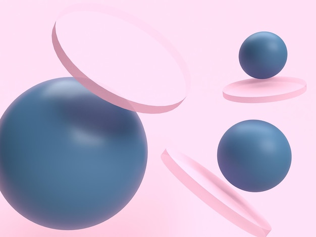 fond rose et boules bleues rendu 3d abstrait