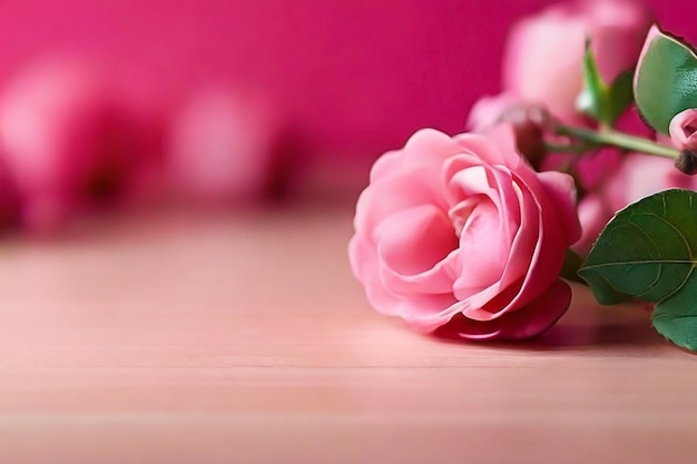 fond rose clair et détails sur le brick avec de jolies fleurs