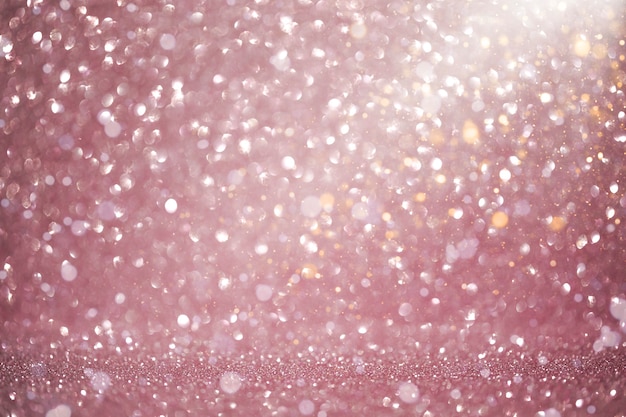 Photo fond rose clair de paillettes de noël avec bokeh