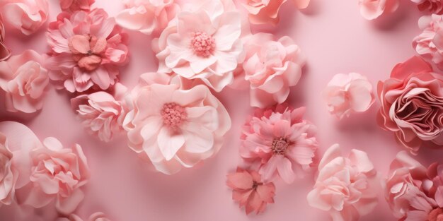 fond rose avec des fleurs pour les invitations de mariage IA générative