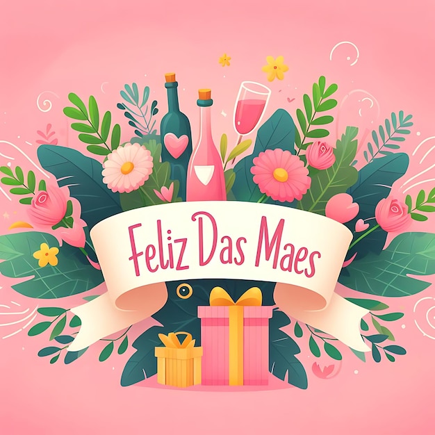 un fond rose avec un signe qui dit lettres de la fête des mères en espagnol