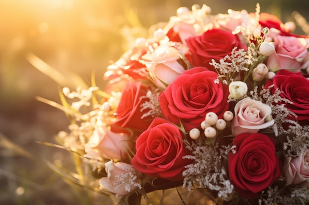 Fond De Roses Rouges En Plein Air