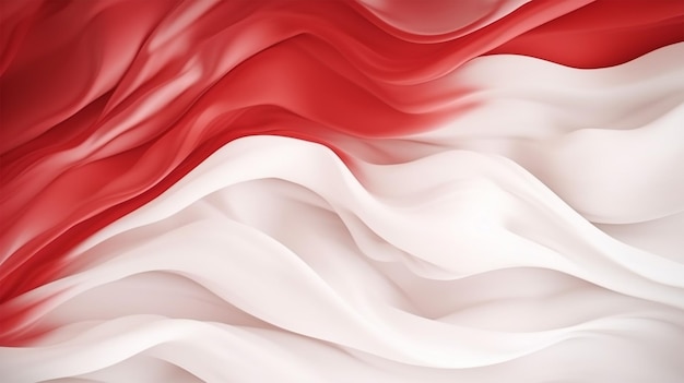 Fond rouge et blanc agitant le drapeau national de l'Indonésie a agité Generative Ai