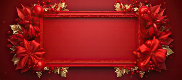 Fond rouge avec cadre de Noël