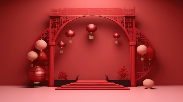 Fond rouge du nouvel an lunaire chinois