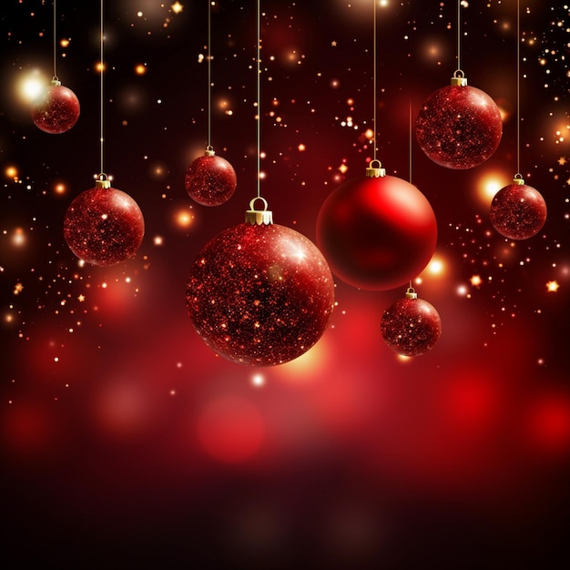 Fond rouge élégant avec des boules et des boules de Noël