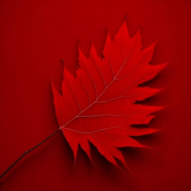 Un fond rouge avec une feuille rouge