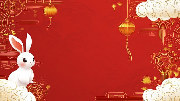 un fond rouge avec des lanternes chinoises et un fond doré
