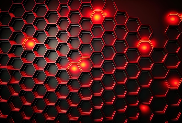 Fond rouge en nid d'abeille avec technologie