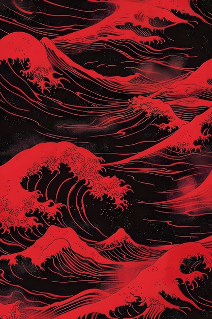 Un fond rouge et noir avec des vagues