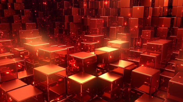 Un fond rouge et orange avec des cubes