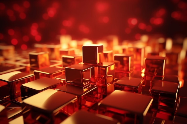 Un fond rouge et orange avec des cubes