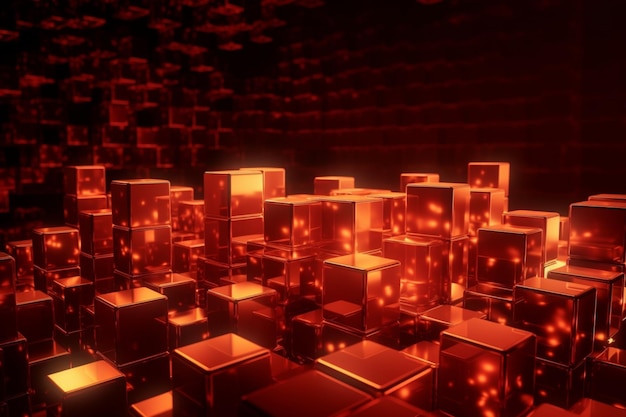 Un fond rouge et orange avec des cubes