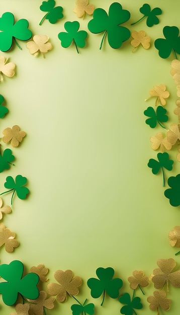 Fond de la Saint-Patrick avec des trèfles sur fond vert