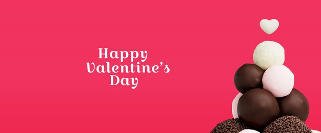 Fond de Saint Valentin avec arbre doux fait de boules de chocolat