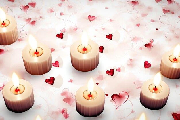 Fond de Saint Valentin avec des bougies et des coeurs