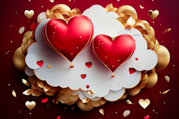Fond de Saint Valentin avec des coeurs et des ballons Generative AI