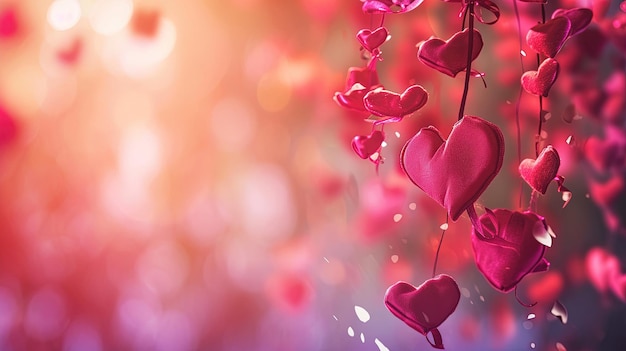 fond de la saint-valentin avec des coeurs roses et un espace de copie créé avec une IA générative