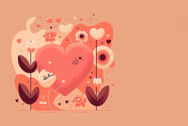 Fond de Saint Valentin simple et minimaliste avec des coeurs mignons et des symboles d'amour