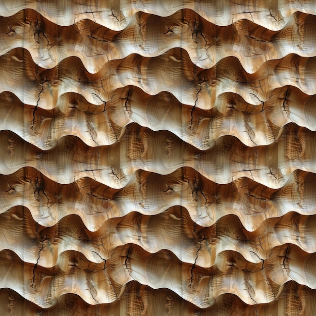 fond sans couture motif d'onde abstrait sculpté sur une surface en bois