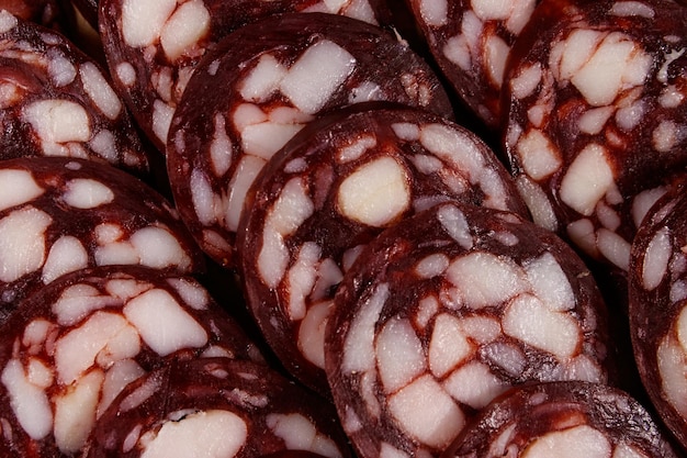 Fond de la saucisse de salami en tranches