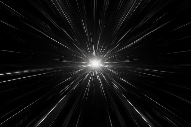 fond sombre avec motif étoile et lumière hyperespace perspective frontale noir et blanc