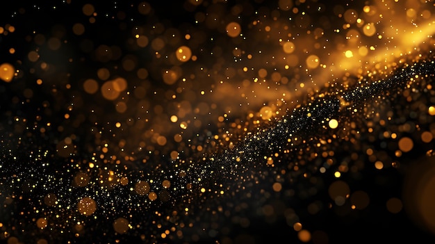un fond sombre avec des particules d'or et un fond noir
