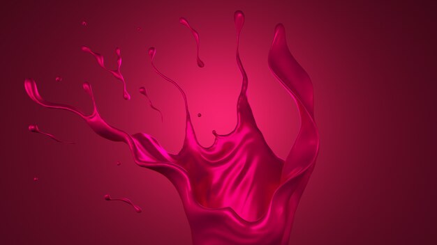 fond de splash rose, illustration 3d, rendu 3d.