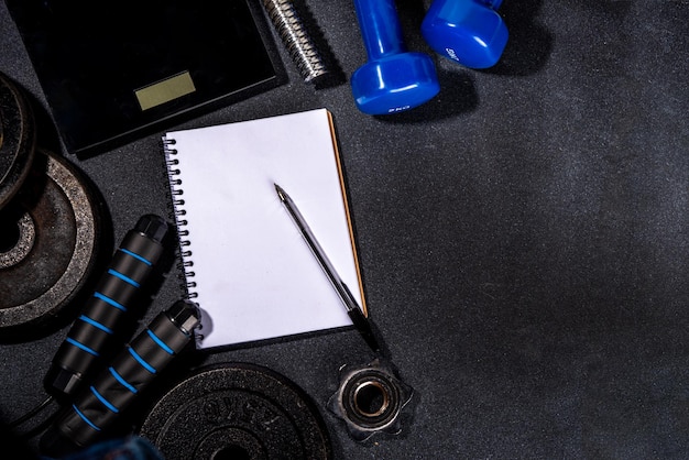 Fond de sport et de fitness avec des haltères