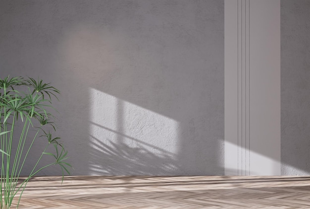 Fond de studio blanc abstrait pour la présentation du produit Salle vide avec des ombres de fenêtre et de fleurs et de feuilles de palmier Salle 3d avec espace de copie Concert d'été