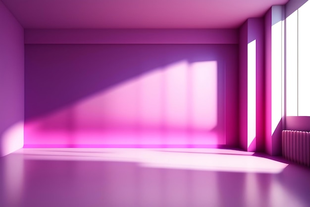 Fond de studio rose abstrait pour la présentation du produit Salle vide avec ombres de fenêtre