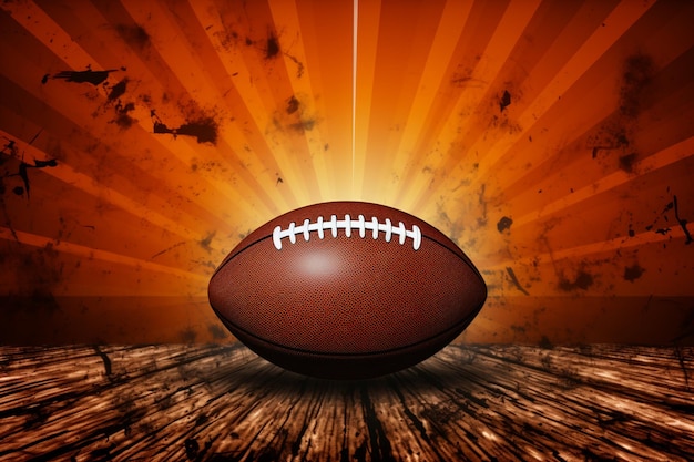 Photo fond sunburst avec ballon de football américain