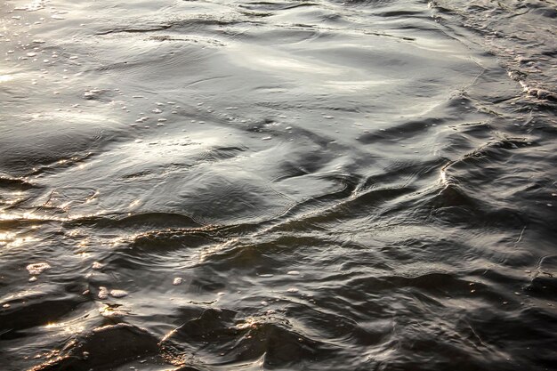 Fond de surface de l'eau avec reflets du soleil