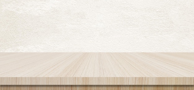 Fond de table en bois et de mur en crème