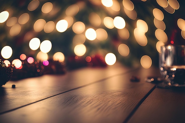 Fond d'une table de Noël avec des décorations