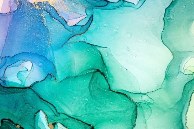 Fond de taches abstraites aquarelle vert et bleu. Texture de dégradé d'encre.