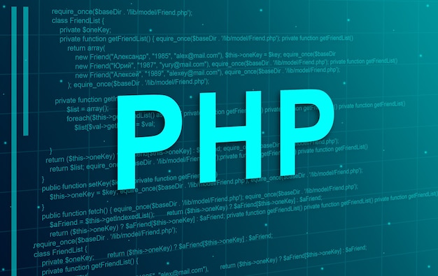 Fond de technologie abstraite de code de programmation PHP