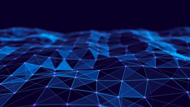 Fond de technologie abstraite Structure de connexion réseau Fond scientifique Fond numérique de données volumineuses Rendu 3d