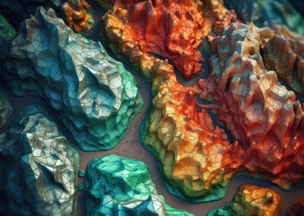 Photo fond de terrain découpé en papier coloré créé avec la technologie generative ai