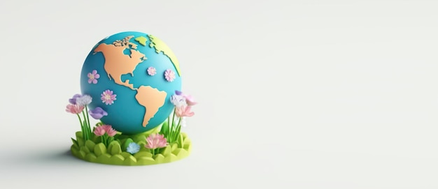 Fond de terre mignon 3D Jour de la Terre Journée mondiale de l'environnement AI générative