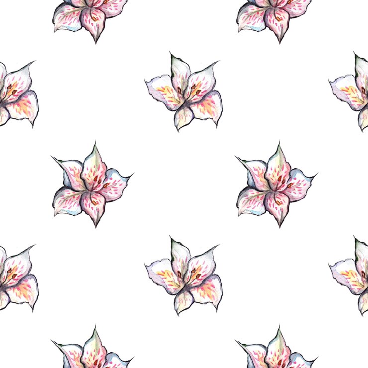 Photo fond textile aquarelle alstroemeria motif floral sans couture