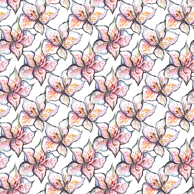 Fond textile aquarelle alstroemeria motif floral sans couture