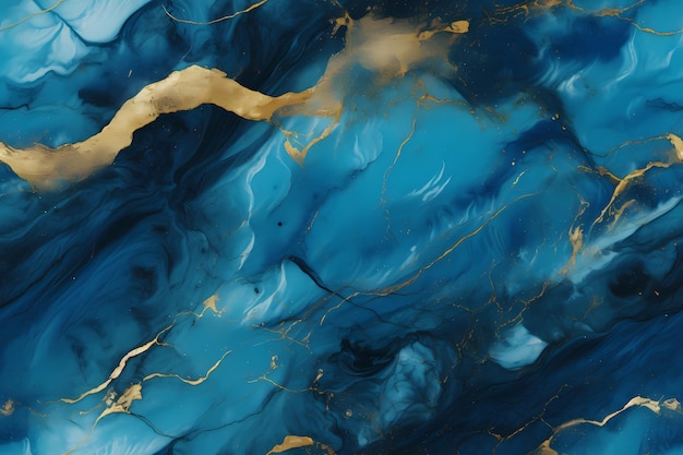 Fond de texture d'alcool en marbre bleu et or