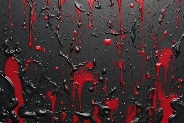 fond de texture de ciment noir avec des gouttes ou des éclaboussures d'aquarelle rouge