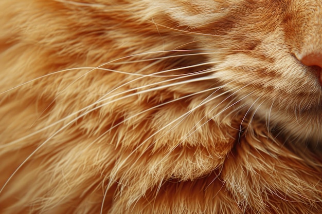 Le fond de la texture du chat au gingembre est mignon. Vue rapprochée des chats au gingembre à fourrure à la fourrure moelleuse.