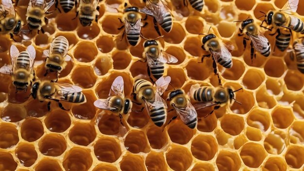 Fond de la texture hexagonal cire de ruche d'une ruche d'abeilles