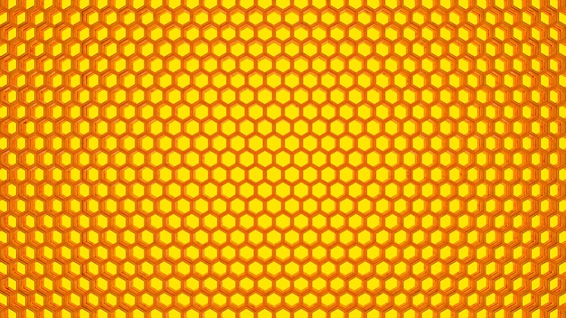 Fond de texture hexagone jaune. Rendu 3D.