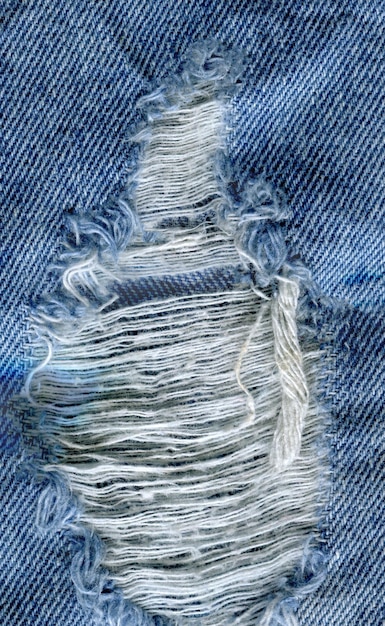 Fond de texture de jean denim bleu Texture de tissu déchiré Jeans